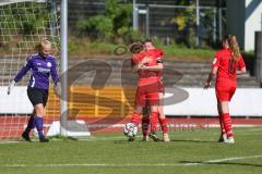 2. Frauen-Bundesliga - Saison 2021/2022 - FC Ingolstadt 04 - FSV Gütersloh - Der 3.1 Führungstreffer durch Maier Ramona (#18 FCI) - jubel - Rolle Sarah Torwart Gütersloh - Mailbeck Alina (#8 FCI) - Foto: Meyer Jürgen