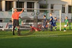 Kreisliga - Saison 2023/2024 - FC Gerolfing - TSV Ober/Unterhaunstadt - Der 1:0 Führungstreffer durch Bastian Heigl grün Gerolfing - jubel - David Lubojanski Torwart Oberhaunstadt - Foto: Meyer Jürgen