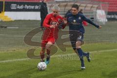 Bayernliga Süd - Saison 2021/2022 - FC Ingolstadt 04 II - TSV 1860 München II - Rausch Thomas (#18 FCI) - Gresler Maxim blau #3 München - Foto: Meyer Jürgen