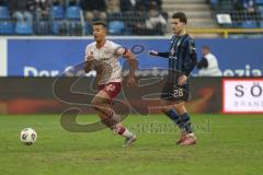 3. Liga - Saison 2025/26 - Waldhof Mannheim  -  FC Ingolstadt 04 - Marcel Costly (Nr.22 - FC Ingolstadt 04) - Diego Michel (Nr.28 - Waldhof Mannheim) - Foto: Meyer Jürgen