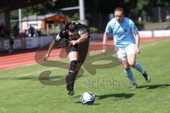 2. Fußball-Liga - Frauen - Saison 2023/2024 - FC Ingolstadt 04 - SG 99 Andernach - Katharina Schmittmann (Nr.26 - FCI Frauen) kommt ins straucheln - - Leonie Stöhr (Nr.9 - Andernach) - Foto: Meyer Jürgen