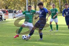 2023_10_28 - Kreisliga - Saison 2023/24 - SV Menning - FC Gerolfing  - Flaur Bashota grün Gerolfing - Korbinian Rankl blau Menning - Foto: Meyer Jürgen