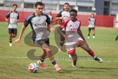 Kreisliga- Saison Saison 2026/27 - SV Türkisch Ingolstadt - TSV Ober./Unterhaunstadt -  Ersin Ucar grau Ober./Unterh.stadt  - Boubacarr Saho weiss Türkisch - Foto: Meyer Jürgen