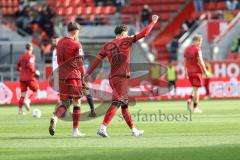 3. Liga; FC Ingolstadt 04 - 1. FC Saarbrücken; Tor Jubel Treffer Dennis Kaygin (10, FCI) Frederik Christensen (11, FCI)