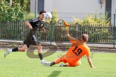 Kreisliga - Saison 2022/2023 - TSV Großmehring - Türk SV Ingolstadt - Der 0:3 Führungstreffer durch Eray Genc schwarz Türk SV Ing. - Stefan Kern Torwart Großmehring - Jubel -  - Foto: Meyer Jürgen