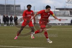 Bayernliga Nord - Saison 2023/24 - FC Ingolstadt 04 II - SC Eltersdorf- Michael Udebuluzor (Nr.11 - FCI) - Fabian Cavadias (Nr.16 - FCI) trifft zum 2:1 Führungstreffer - jubel- Foto: Meyer Jürgen