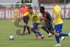 Bayernliga Nord - Saison 2024/25 - Freundschaftsspiel - FC Ingolstadt 04 II - FC Pipinsried - Jason Osei Tutu (Nr.11 - FCI U21) - Mario Götzendörfer gelb Pipinsried  - Foto: Meyer Jürgen