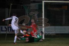 Landesliga - Saison 2024/25 - SV Manching - FC Ehekirchen - Hollinger Christoph weiss Ehekirchen - Torwart Obermeier Thomas (Nr.1 - SV Manching) - Ralf Schröder (Nr.21 - SV Manching) - Foto: Meyer Jürgen