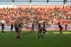 DFB - Pokal - Frauen - Saison 2022/2023 - FC Ingolstadt 04 -  FC Bayern München - Beeindruckende Kulisse beim Spiel - Spielerinnen beim warm machen - Fans - Zuschauer - Foto: Meyer Jürgen