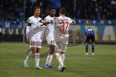 3. Liga; SV Waldhof Mannheim - FC Ingolstadt 04 - Spiel ist aus unentschieden 1:1 Pascal Testroet (37, FCI) Marcel Costly (22, FCI) Michael Udebuluzor (44, FCI)