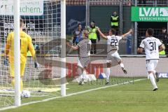 3. Liga; SV Meppen - FC Ingolstadt 04; Tor Jubel Treffer Tobias Bech (11, FCI) 0:3, Jubel bei den Fans, Justin Butler (31, FCI) Marcel Costly (22, FCI) Torwart Harsman Matthis (1 SVM)