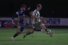 Landesliga - Saison 2025/26 - SV Manching - SC Oberweikertshofen - Luca Bienek (Nr.16 - SV Manching) - Leibelt Moritz blau Oberweikertshofen - Foto: Meyer Jürgen