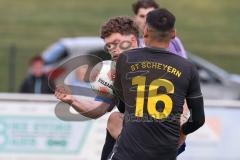 Kreisklasse - Saison 2025/26- TSV Großmehring - ST Scheyern -Dominik Filser blau Großmehring - Mitchel Fischer schwarz Scheyern - Foto: Meyer Jürgen