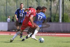 Testspiel - Bezirksliga - Saison 2025/26 - FC Fatih Ingolstadt - TSV Burgheim - Atilla Demir rot Fatih - Daniel Jester blau Burgheim - Foto: Meyer Jürgen