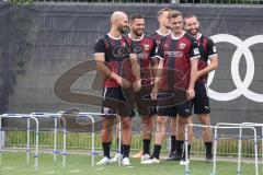 3. Liga; FC Ingolstadt 04 - Trainingsauftakt, gute Laune, Nico Antonitsch (5, FCI) Pascal Testroet (37, FCI) Nils Roeseler (13, FCI) Tobias Schröck (21, FCI) Rico Preißinger (6, FCI)