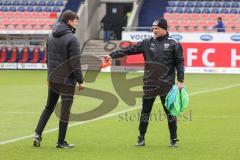 2.BL; 1. FC Heidenheim - FC Ingolstadt 04; vor dem Spiel Co-Trainer Mike Krannich (FCI) Co-Trainer Thomas Karg (FCI)