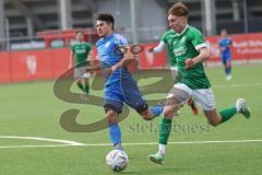 2024_2_17 - Saison 2023/24 - AUDI-Schanzer Amateur Cup - SV Hundszell - FC Gerolfing - Finale - Luca Kammerer  blau Hundszell - Timo Kraus grün Gerolfing - Foto: Meyer Jürgen