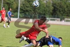 Testspiel - Bezirksliga - Saison 2025/26 - FC Fatih Ingolstadt - TSV Burgheim - Atilla Demir rot Fatih - Florin Horoba blau Burgheim - Foto: Meyer Jürgen