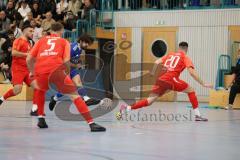 Lotto - Hallen - Bayerncup -  Saison 2022/2023 - FC Fatih Ingolstadt - TSV Ober/Unterhaunstadt -  Dogan Tiryaki blau Oberhaunstadt - Paris Royal #20 rot Fatih - Foto: Meyer Jürgen