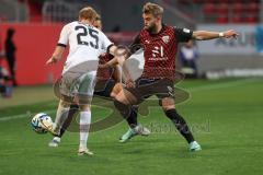 3. Liga - Saison 2023/24 - FC Ingolstadt 04 - Waldhof Mannheim - Yanick Deichmann (Nr.20 - FCI) - Luca Bolay (#25 Mannheim) - Foto: Meyer Jürgen