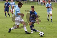 Kreisliga - Saison 2023/2024 - SV Menning  - FC Sandersdorf - Simon Wolfsfellner blau Menning - Manuel Recum weiss Sandersdorf - Foto: Meyer Jürgen