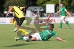 Kreisliga - Saison 2023/2024 - FC Gerolfing - FC Hitzhofen/Oberzell - Philipp Haunschild grün Gerolfing - Fardin Gholami gelb Hitzhofen - Foto: Meyer Jürgen