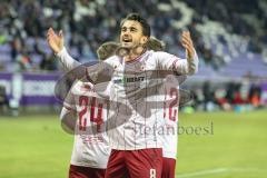 3. Liga; Erzgebirge Aue - FC Ingolstadt 04; Tor Jubel Treffer Fredrik Carlsen (8, FCI) 0:1