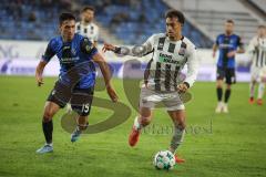 3. Liga - Saison 2026/27 - Waldhof Mannheim - FC Ingolstadt 04 - Claudio Kammerknecht (Nr.15 - Waldhof Mannheim) - Nishan Velupillay (Nr.28 - FCI) - Foto: Meyer Jürgen