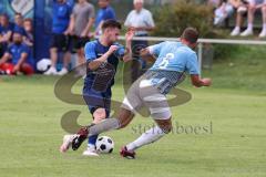 Kreisliga - Saison 2023/2024 - SV Menning  - FC Sandersdorf - Moritz Mühlrath blau Menning - Michael Detling weiss Sandersdorf - Foto: Meyer Jürgen