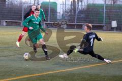 Testspiel - Bezirksfreundschaftsspiel - SV Kasing - TV Aiglsbach - Der 0:2 Führungstreffer durch Markus Schmidt grün Aiglsbach - Patrick Lücking Torwart Kasing - Jubel  - Foto: Jürgen Meyer