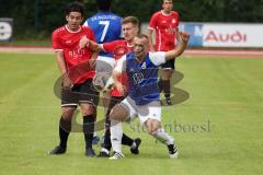 Kreisklasse -  Saison 2023/2024 - DJK Ingolstadt - FC Tegernbach - Ndala Wala #7 blau DJK Ing - Isa Gashi blau rechts DJK Ingolstadt - Foto: Meyer Jürgen