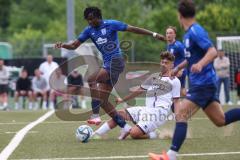 Freundschaftsspiel - Saison 2024/25 - FC Ingolstadt 04 II - TSV Rain/Lech  - Sodji Marc blau Rain/Lech - Valentin Hoti (Nr.6 - FCI U21) - Foto: Meyer Jürgen