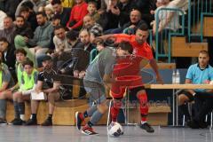 Lotto - Hallen - Bayerncup - Oberbayern -  Saison 2022/2023  - FC Fatih Ing - TSV Murnau - 2:1 - Deniz Sari rot Fatih - Luis Zehetmeier grau Murnau - Foto: Meyer Jürgen