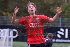 2023_10_28 - Bayernliga Nord - Saison 2023/24 - FC Ingolstadt 04 II - ASV Cham - Moritz Wiezorrek (Nr.15 - FCI U21) -  ärgert sich - enttäuscht -  - Foto: Meyer Jürgen