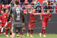 3. Liga; FC Ingolstadt 04 - 1. FC Saarbrücken; Tor Jubel Treffer 2:1 Yann Sturm (7, FCI) Jonas Scholz (15, FCI)