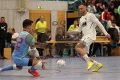 2024_1_6 - Saison 2023/24 - Lotto - Bayern Hallen Cup - Lindenkreuzhalle  - Halbfinale - TSV Gaimersheim - FC Fatih Ingolstadt - Thomas Schreiner weiss Gaimersheim - Marco Ernhofer Torwart Fatih - Foto: Meyer Jürgen