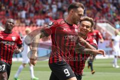 3. Fußball-Liga - Saison 2022/2023 - FC Ingolstadt 04 - SpVgg Bayreuth - Der 1:0 Führungstreffer durch Patrick Schmidt (Nr.9 - FCI) - Jubel -  - Foto: Meyer Jürgen