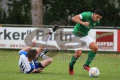 Toto-Pokal - Saison 2023/2024 - FC Gerolfing - TSV Rohrbach - Anastasios Porfyriadis grün Gerolfing - Andreas Maier  blau Rohrbach - Foto: Meyer Jürgen