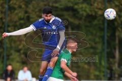 Kreisliga - Saison 2023/2024 - FC Gerolfing - TSV Ober/Unterhaunstadt -  Emre Erdogan blau Oberhaunstadt - Raymond Kreizer grün Gerolfing - Foto: Meyer Jürgen