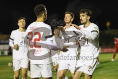 Toto-Pokal; 
Türkgücü München - FC Ingolstadt 04; Tor Jubel Treffer Arian Llugiqi (25, FCI) 0:1, Sebastian Grönning (11, FCI) Marcel Costly (22, FCI) Julian Kügel (31, FCI)