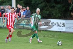 Landesliga - Saison 2025/26 - SV Manching - TSV Dachau  - Berkant Barin rot Dachau  - Nico Daffner (Nr.14 - SV Manching) mit Kopfverband - Foto: Meyer Jürgen