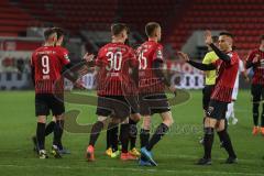 3. Liga - FC Ingolstadt 04 - Türkgücü München - Elfmeter Tor Stefan Kutschke (30, FCI) Jubel, mit Filip Bilbija (35, FCI) Dominik Franke (3 FCI) Fatih Kaya (9, FCI)