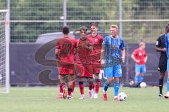 3. Liga; Testspiel; FC Ingolstadt 04 - 1. FC Heidenheim; Tor Jubel Treffer Ausgleich 1:1 Frederik Christensen (11, FCI) Yann Sturm (7, FCI) Marcel Costly (22, FCI) Janes Luka (36 HDH)