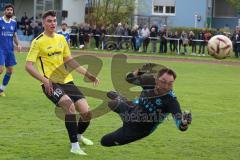 Kreisliga - Saison 2022/2023 - TSV Oberhaunstadt - FC Hitzhofen - Philipp Stipic gelb Hitzhofen trifft den Pfosten -  David Lubojanski Torwart Oberh.stadt - - Foto: Meyer Jürgen