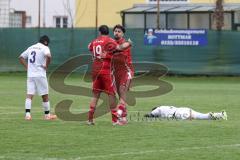 Kreisklasse - Saison 2025/26- Türk SV Ingolstadt - MTV Ingolstadt-  - Der 1:1 Ausgleichstreffer durch Umut Yürükal (nicht im Bild)  - Mertcan Gürses #19 Türkisch - Daniel Drotleff #8 Türkisch  - Foto: Meyer Jürgen