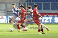 3. Liga; MSV Duisburg - FC Ingolstadt 04; Linus Rosenlöcher (19, FCI) Bitter Joshua (29 MSV) Noß Conor (14 MSV) Marcel Costly (22, FCI)
