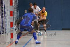 Hallenturnier MTV Ingolstadt - Saison 2025/26 - Reichertshofen - TSV Lichtenau - Efe Bulut weiss Reichertshofen - Steven Spieß gelb Lichtenau  - Maximilian Oswald TW Lichtenau - Foto: Meyer Jürgen