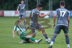 Landesliga - Saison 2025/26 - SV Manching - TSV Jetzendorf - Nico Daffner (Nr.14 - SV Manching) - Stefan Stöckl grau Jetzendorf - Foto: Meyer Jürgen