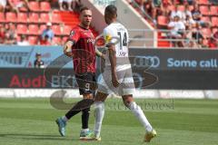 3.Liga - Saison 2022/2023 - FC Ingolstadt 04 -  1. FC Saarbrücken - Patrick Schmidt (Nr.9 - FCI) - Bone Uaferro (Nr.14 - 1. FC Saarbrücken) - Foto: Meyer Jürgen