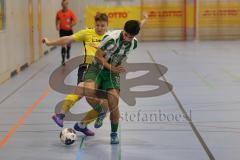 Lotto Bayern Hallencup - Lindenkreuzhalle Saison 2024/25 - FC Hitzhofen - SV Manching - Felix Bogner gelb Hitzhofen - Rayen Kouki grün Manching - Foto: Meyer Jürgen